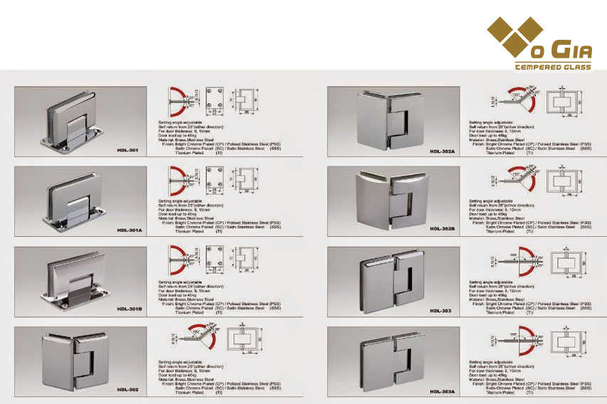 Bản lề kính cường lực