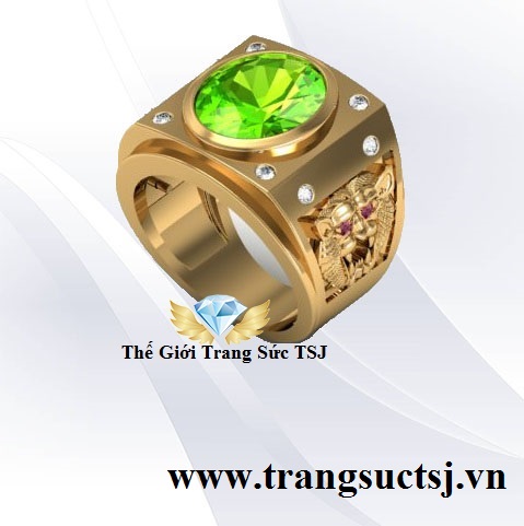 Nhẫn nam giới Đá peridot xanh hòa hợp mệnh hỏa tuổi bính dần dần tsm